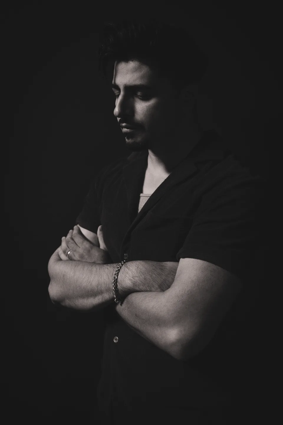 Black-and-white portrait of Alman Nusrat